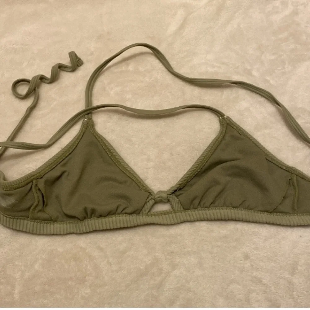 Adore Me Mossy Green Velvet Ribbed Bikini Top